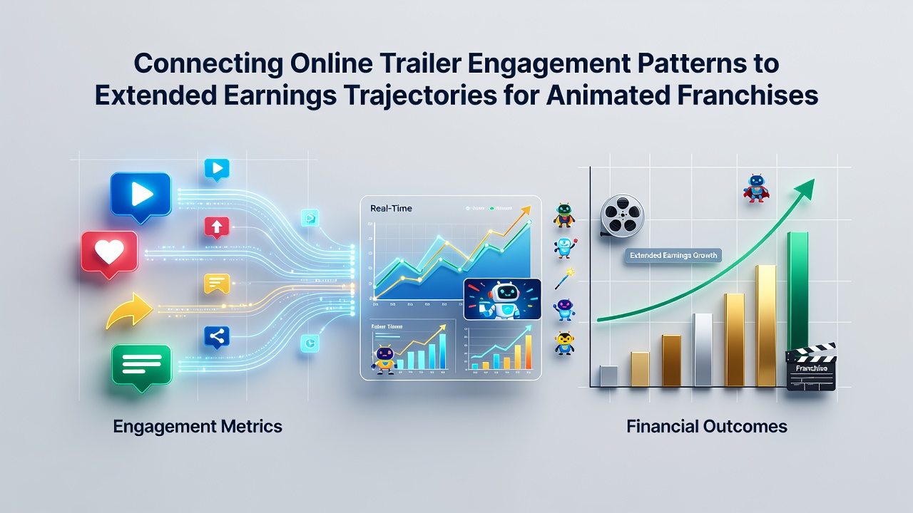Graph illustrating correlation between trailer engagement rates and cumulative franchise earnings over multiple release windows