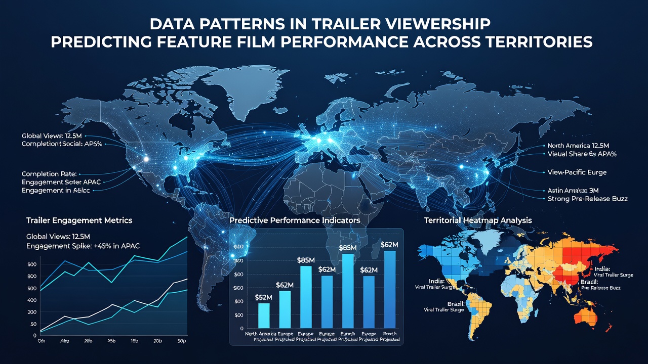 Map overlay illustrating territorial box office performance linked to trailer engagement data points