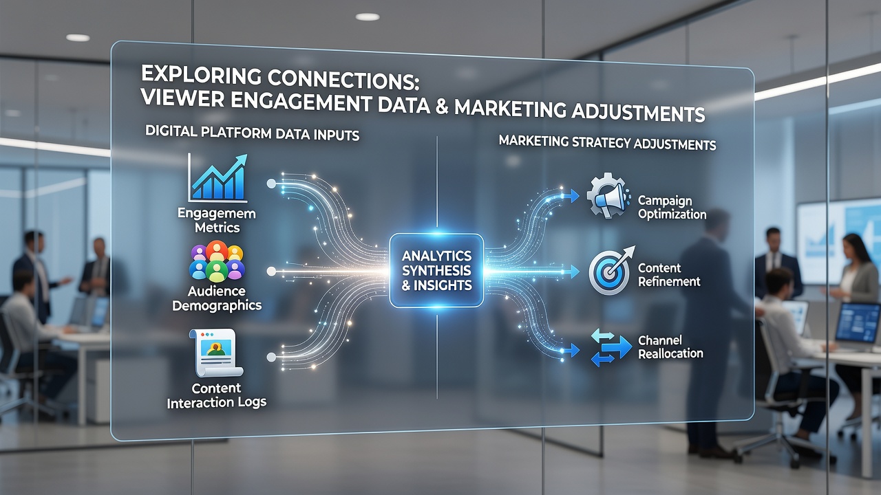 Marketing team reviewing real-time engagement charts during a film campaign adjustment meeting