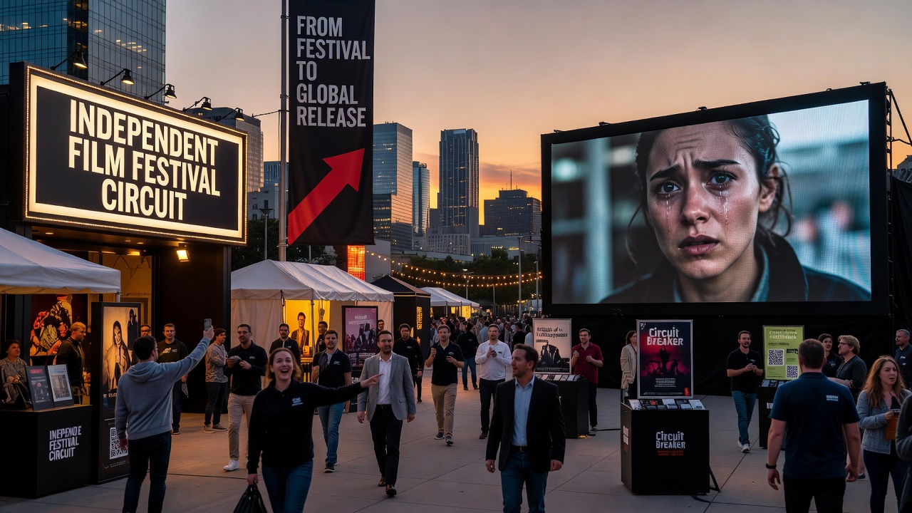 Independent filmmakers networking at a major international film festival premiere