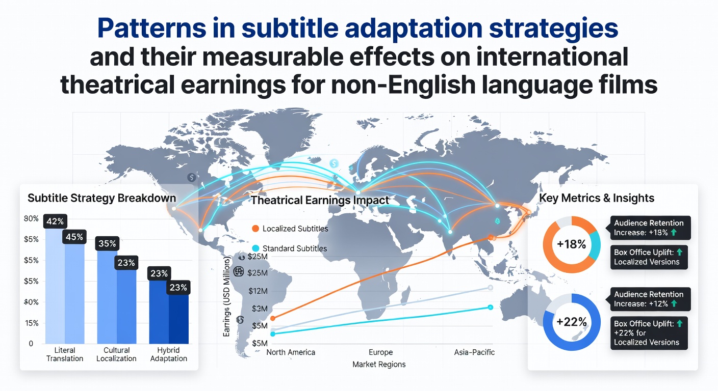 Film subtitle adaptation strategies visualized through international cinema release data charts
