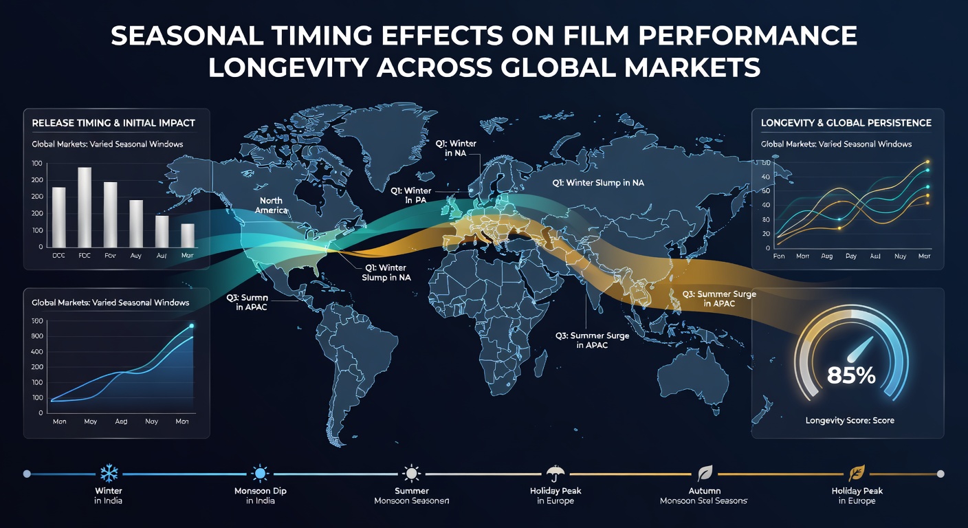 Global box office charts displaying seasonal performance trends for major film releases across multiple continents