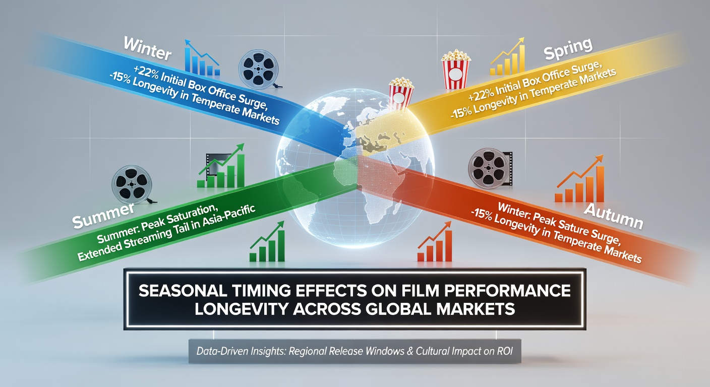 Theater audience data visualization highlighting extended run patterns for films released in different global seasons